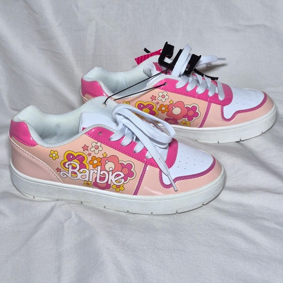 Barbie pink white lace up floral sneakers womens size 7 - Picture 14 of 16